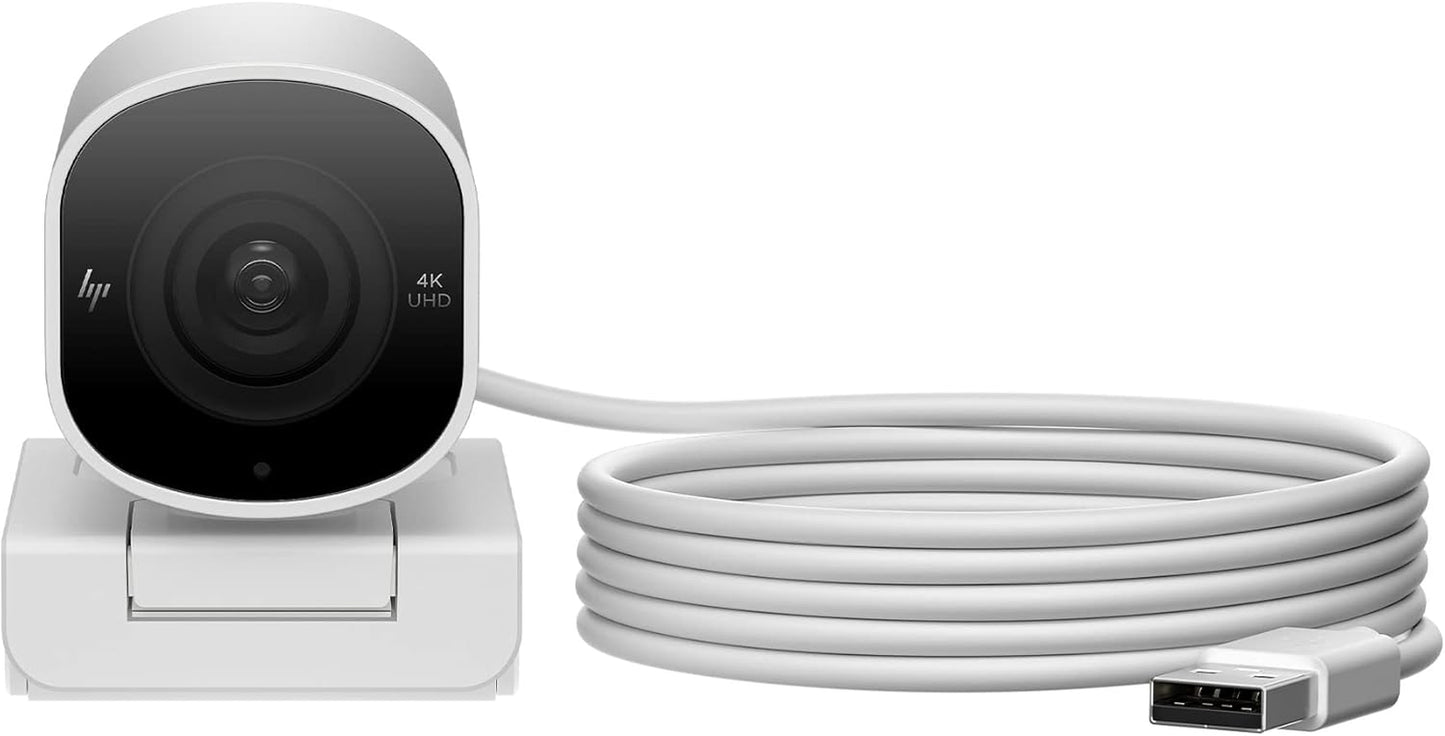 HP 960 4K Streaming Webcam - 4K 30 Fps/1080P 60 FPS Computer Camera & Dual Mics, Noise Reduction, & Privacy Cover - Zoom Certified - Swivel/Tilt Adjust - Color Correction, AF & Framing (695J6AA#ABL)