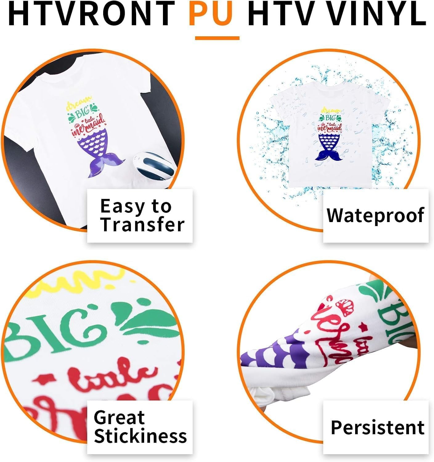 White HTV Heat Transfer Vinyl Bundle: 24 Pack 12"X12" Iron on Vinyl Sheets for T-Shirt (1 PTFE Sheet Included), PU HTV Easy to Cut & Weed for Heat Design