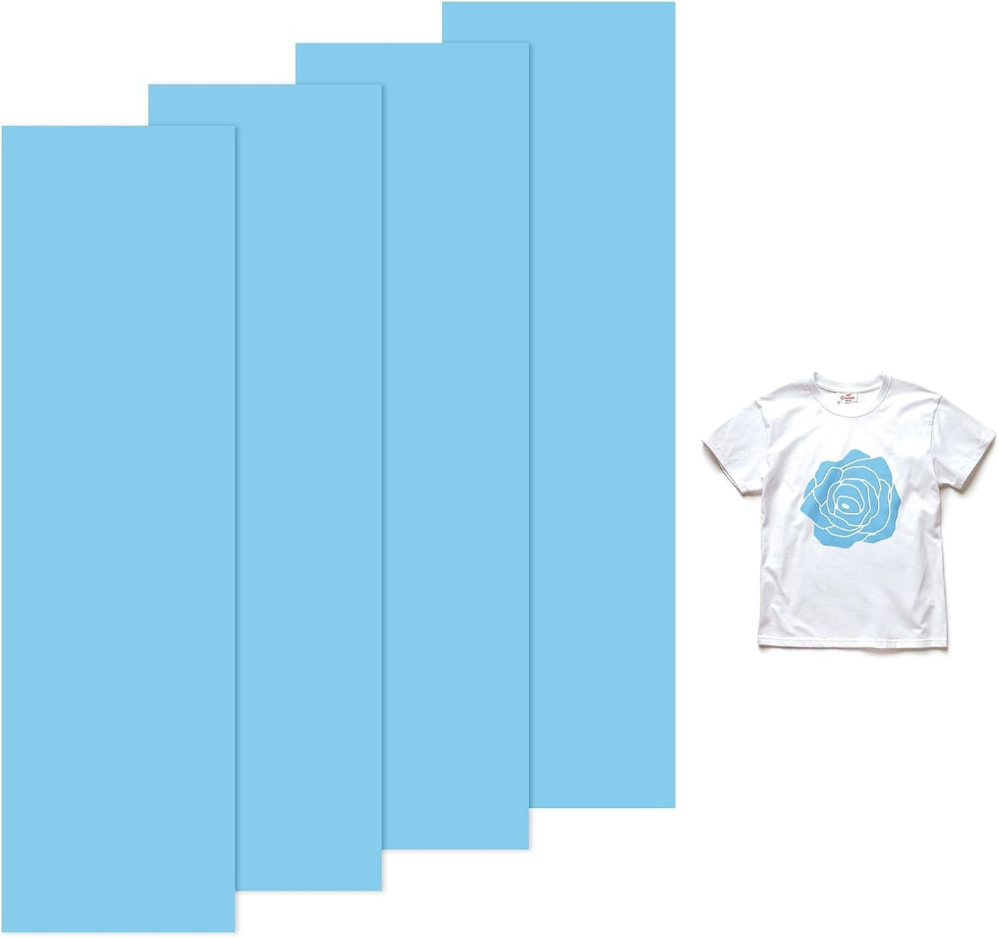 4 Sheets 3D Puff Vinyl Heat Transfer 12X3.4 Inch Puff Vinyl Heat Transfer Light Blue Foaming HTV Sheets Iron-On for T-Shirts/Diy Fabric