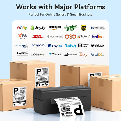 Bluetooth Thermal Label Printer, Wireless 4X6 Shipping Label Printer for Small Business & Shipping Packages, Support Iphone, Android, Windows, Macos, Work for Amazon, Ebay, Shopify, Etsy, USPS