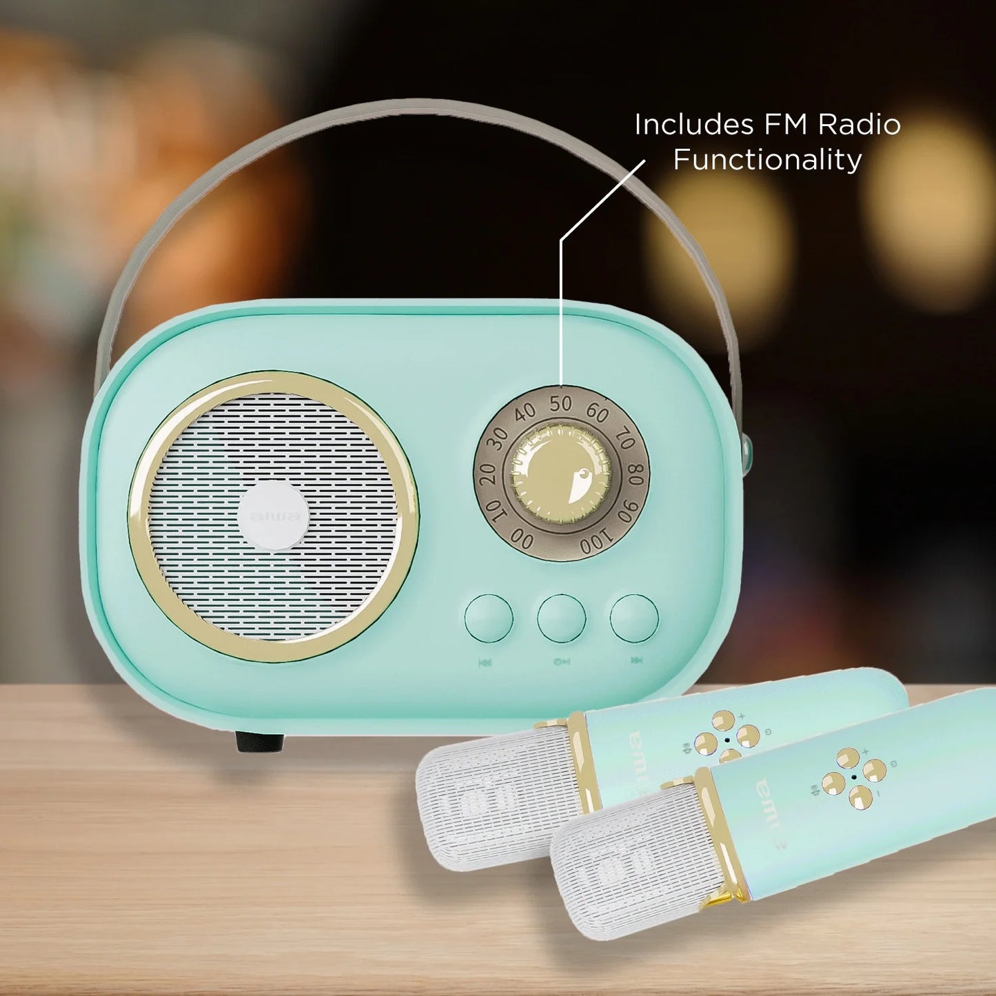 Retro Wireless Karaoke Speaker, Mint, AI6028-MNT