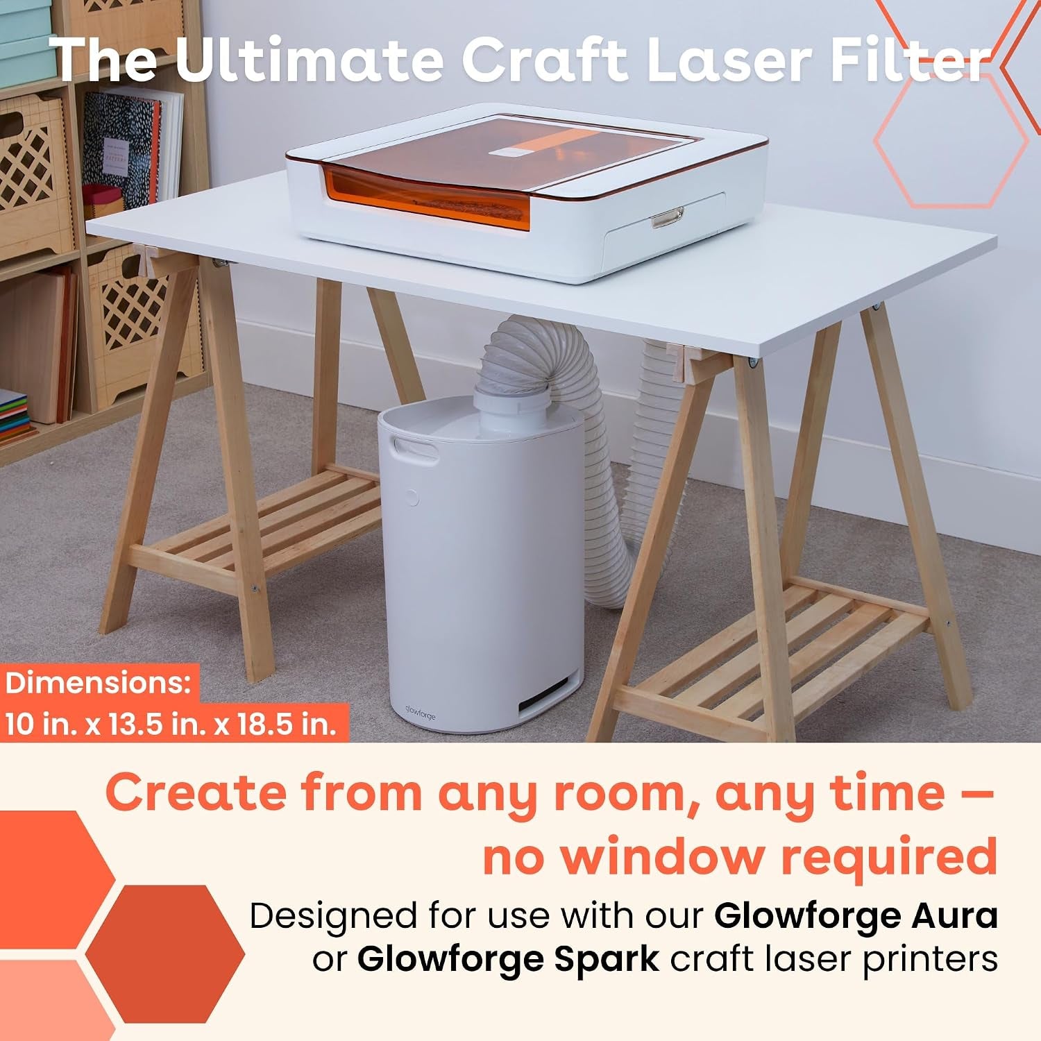 Glowforge Craft Laser Filter - Compatible with Aura and Spark - with Activated Carbon Filters - No Need to Window Vent - Excellent Laser Engraver Filtration