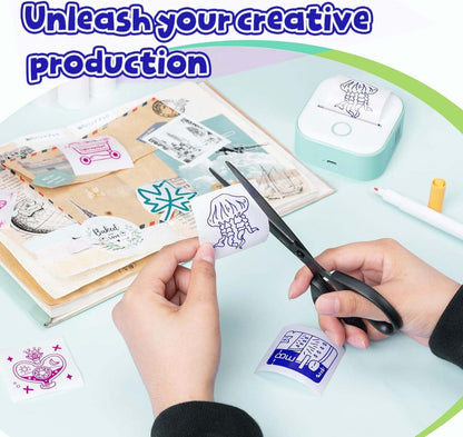 Phomemo Decoration Labels, Green/Blue/Rose on Clear for Phomemo M02/M02 Pro/M02S/M03/M03As/M04S Mini Bluetooth Thermal Receipt Printer