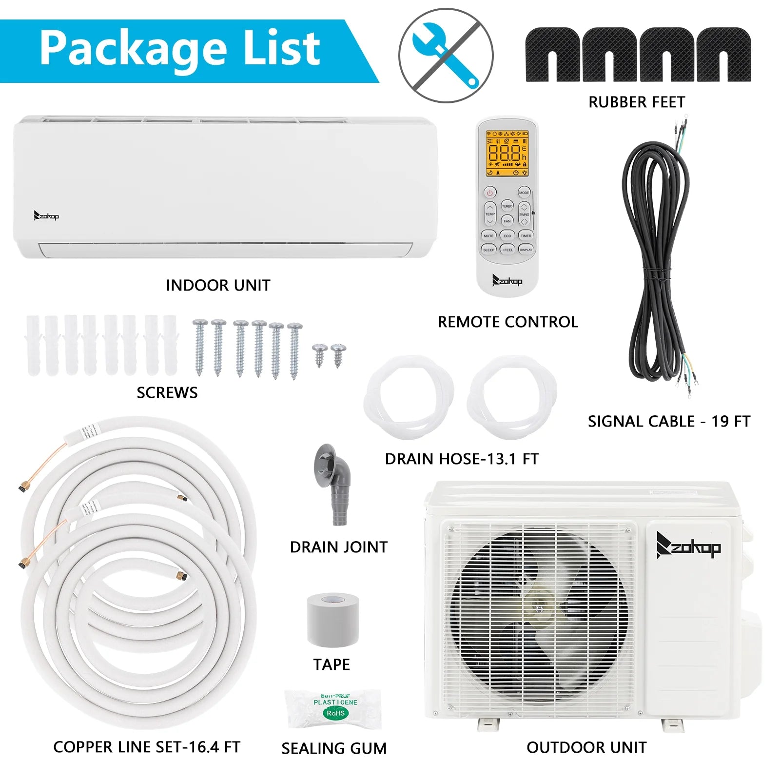 9000 BTU Wifi Enabled 19 Seer Mini Split Air Conditioner & Heater AC 115V