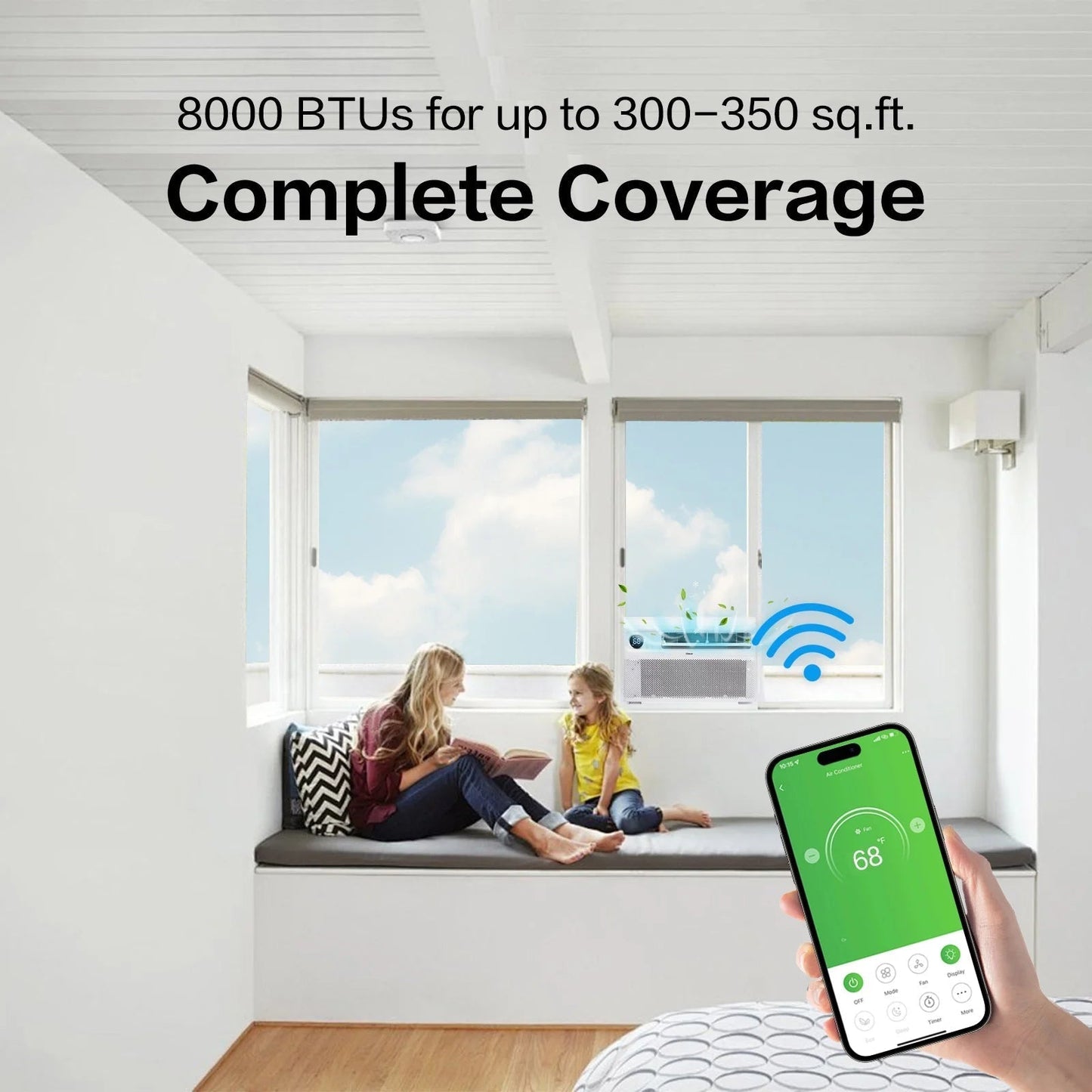 Energy Star 8000 BTU Inverter Window Air Conditioner, Energy-Saving Window AC Unit with APP & Voice Control, Ultra Quiet & Easy Installtion Design, Work with Alexa/Google Assistant, 115V/60Hz