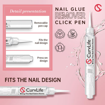 Curvlife 10G Semi Solid Nail Glue Gel with 5Ml Nail Glue Remover Pen, No Need for Uv Light, Valentine'S Day Gifts Gel Glue for Press on Nails, Click&Remove Pen