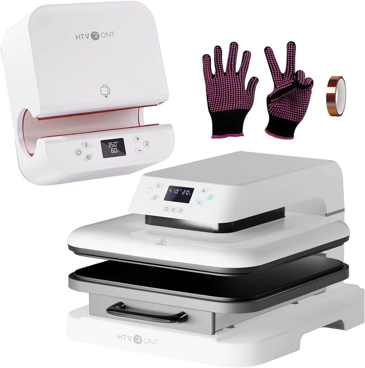 Auto Tumber Heat Press + Auto Heat Press + 150 Sheets Sublimation Paper 8.5X11 + Heat Resistant Gloves + Heat Tape