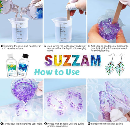 8OZ Epoxy Resin Jewelry Making Kit - No Yellowing, No Bubbles, Easy Mix 1:1, Crystal Clear Resin Kit with Silicone Mold & Resin Supplies for DIY Craft Jewelry