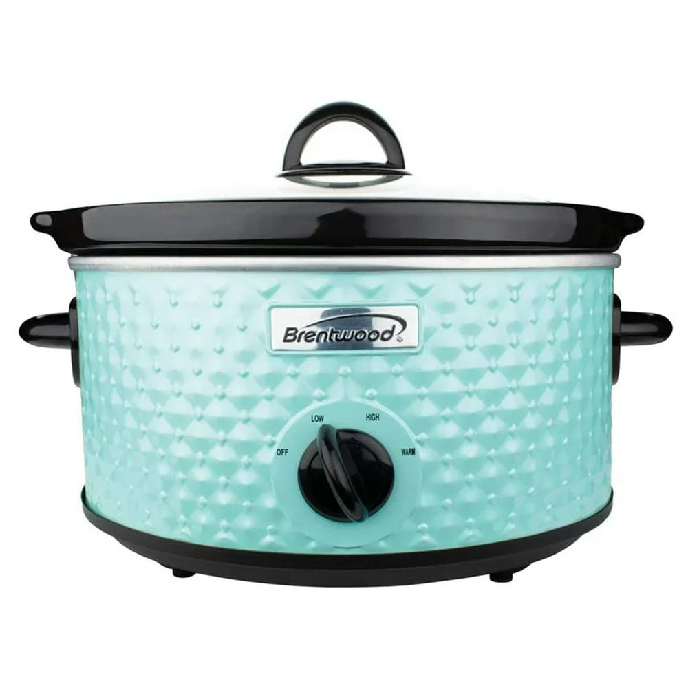 3.5-Quart Diamond-Pattern Slow Cooker (Blue)