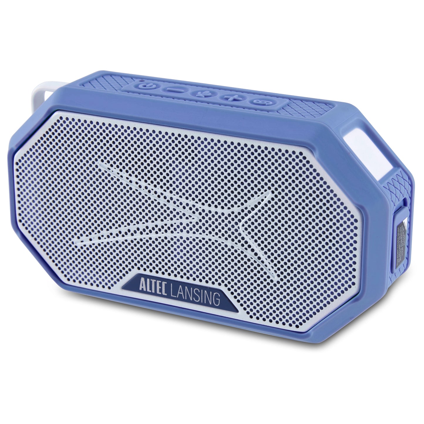 Hydramini 2.0 Everythingproof Bluetooth Speaker, Waterproof IP67, Floats, 12-Hour Playtime, Built-In Magnet, Carabiner & Mount, Blue White