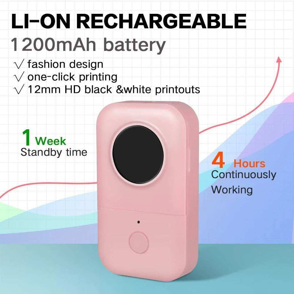 D30 Thermal Label Printer, Bluetooth Wireless Mini Pocket Smartphone Label Maker Machine with Tape, Compatible with Ios/Android, for Home, Office, and Supermarket（Pink）