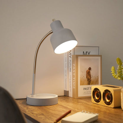 LED Desk Lamp with Catch-All Base & AC Outlet, Matte Gray