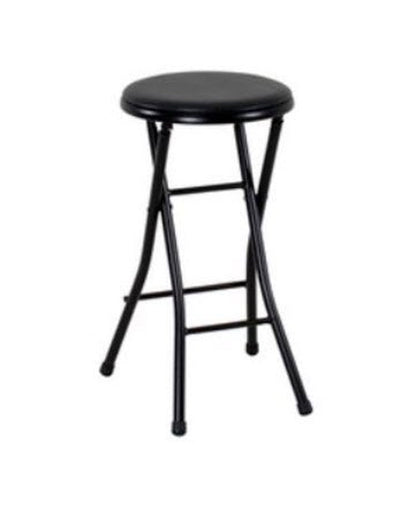 Folding Metal Stool, Black