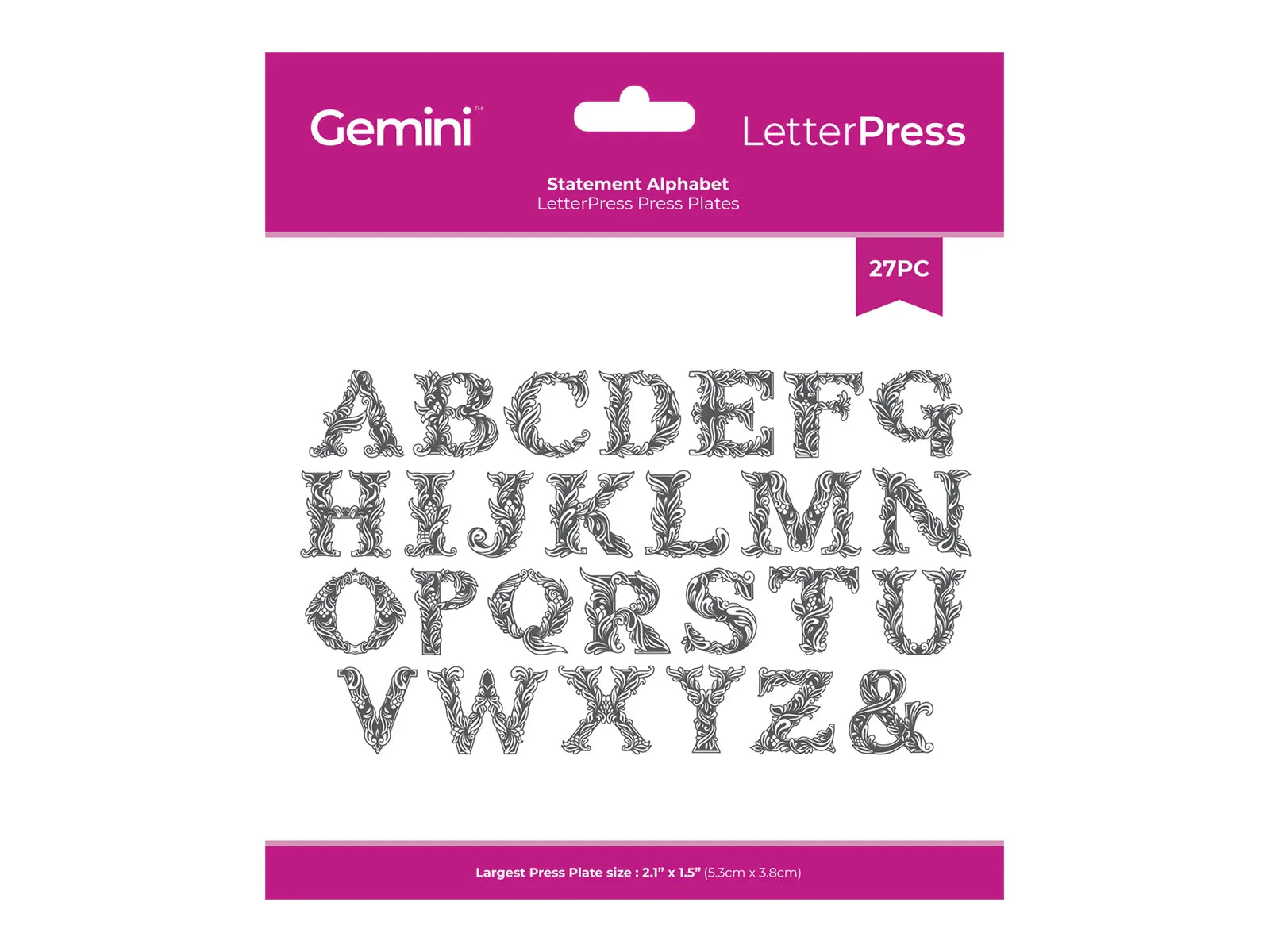 Gemini- Letterpress Press Plate - Statement Alphabet