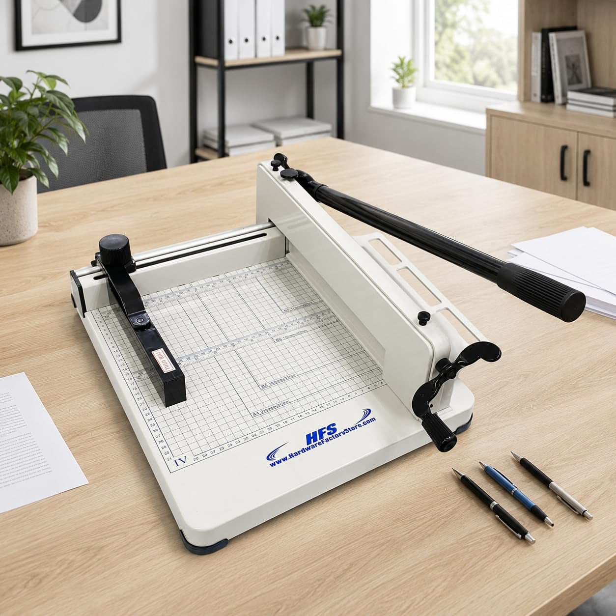HFS(R) Heavy Duty Guillotine Paper Cutter 400 Sheet Capacity | Solid Steel Construction (A4-12'' Paper Cutter)