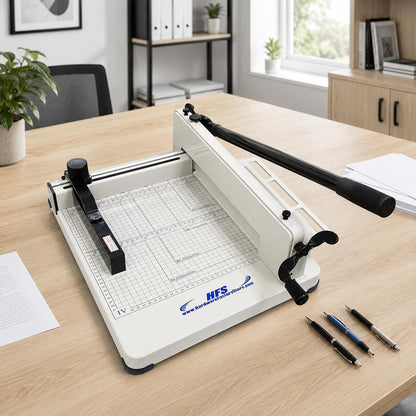HFS(R) Heavy Duty Guillotine Paper Cutter 400 Sheet Capacity | Solid Steel Construction (A4-12'' Paper Cutter)