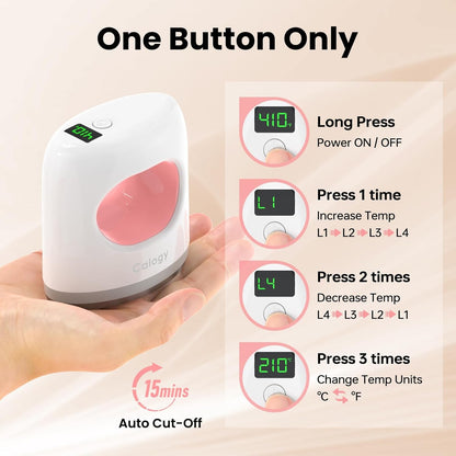 Calogy Super Mini Heat Press Machine, Fast up to Max 410℉ in 3Mins & 4 Heating Setting with LED Display, Mini Iron for Crafting with Precision Tip, Easy for Small Objects like Shoes, Hats (White Pink)