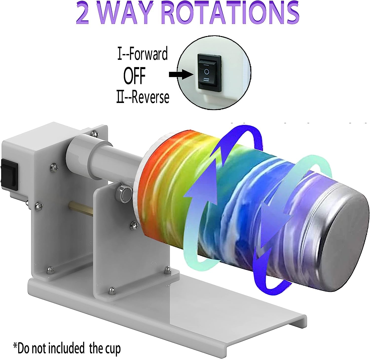 ERZHE 2 Ways Rotation Cup Turner Tumbler for Crafts,Tumbler Turner for DIY Glitter Epoxy, Professional Designed Tumbler Cup Spinner Machine Kit for Starter