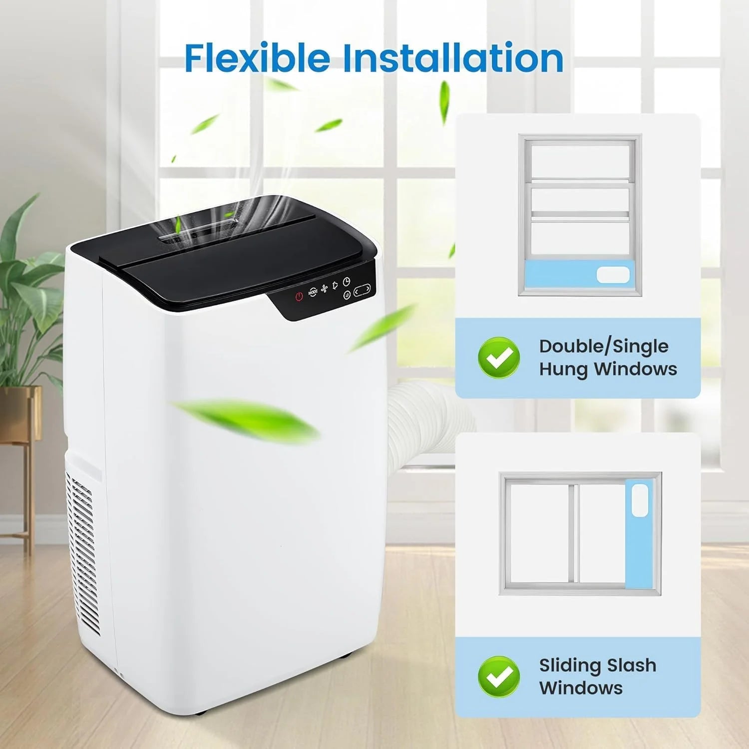 12,000 BTU Portable Air Conditioner Cools up to 750 Sq.Ft, Energy Efficient 3-In-1 Portable AC Unit with Dehumidifier and Fan, Remote Control, 24H Timer & Installation Kits for Large Room