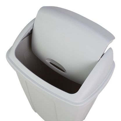 13 Gallon Trash Can, Plastic Swing Top Kitchen Trash Can, Gray