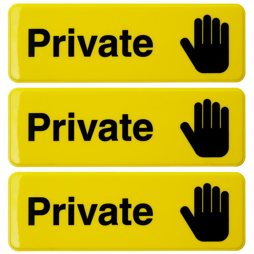 Private Sign 9"X3" Easy to Mount (3 Pack Yellow) - EGP-HD-0261-A