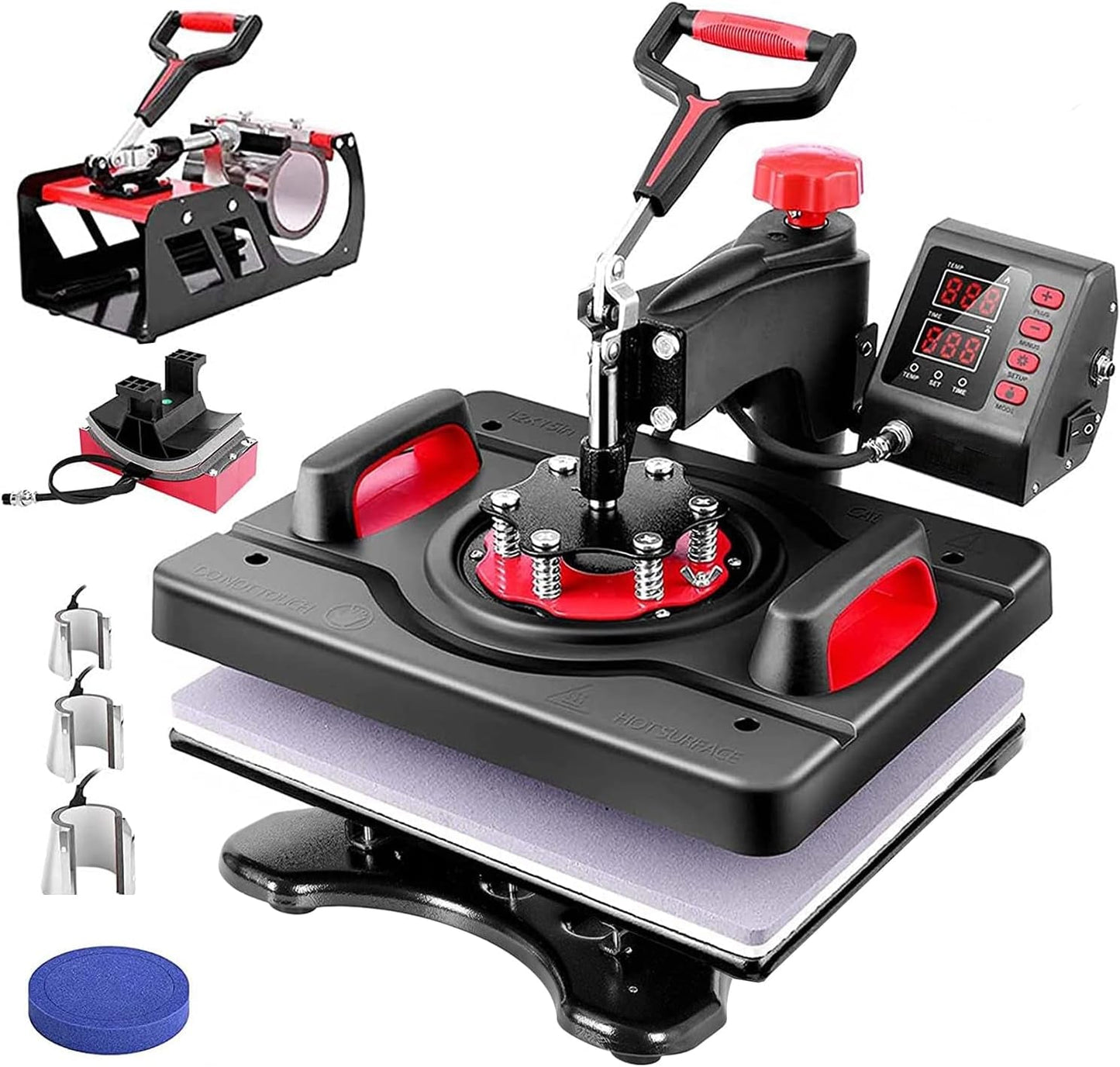 12"X15" Heat Press Machine, Multifunction Sublimation T-Shirt Press Machine for Cap, Hat and Mouse Pad Pattern Printing Heat, 110V (12 * 15 Inch 8In1)