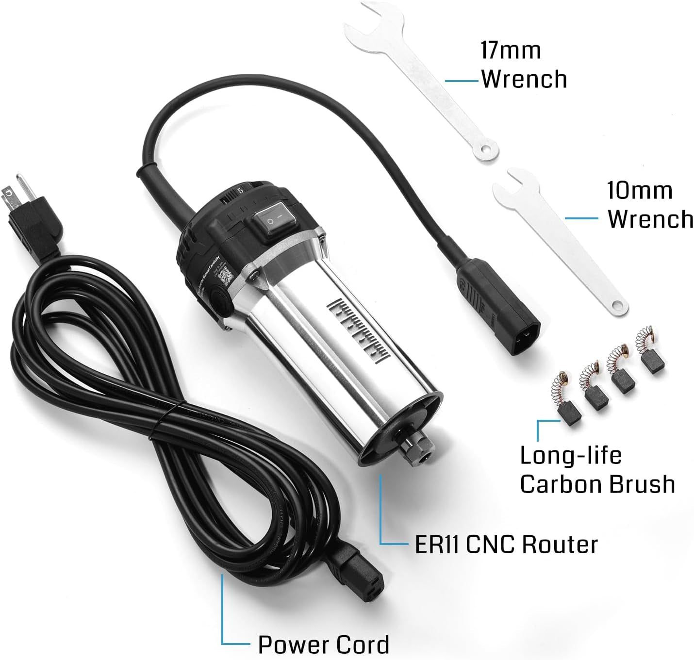 Genmitsu 710W Compact Router 65Mm Diameter, 6 Variable Speeds Palm Trimmer Router, with ER11 Collet & 4 Carbon Brushes, Spindle Motor Upgrade for CNC Machines
