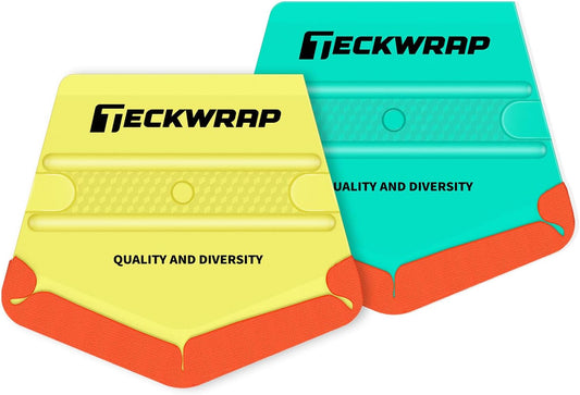 Felt Squeegee for Vinyl Wrap,Dual-Corner Design, Twin Ribs for Grip, 2 Hardness Levels (Soft/Medium), V-Shape for PPF, Chrome & Tint, Yellow 40A / Blue 50A