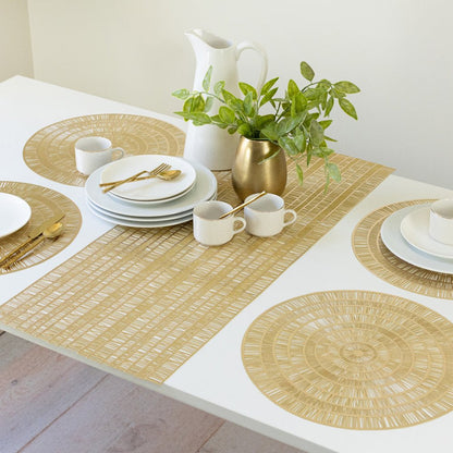 Zayne Pressed Vinyl round Table Placemat Gold 15.8" RD (1 Piece)