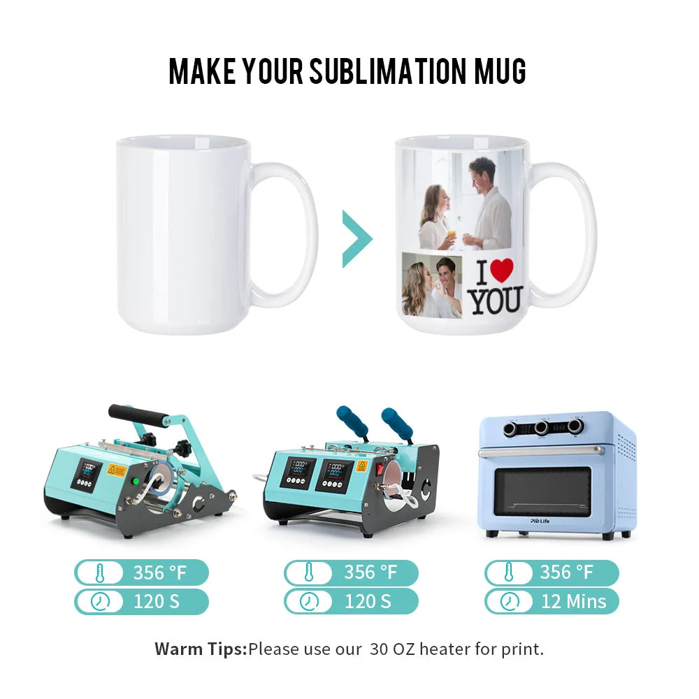 Sublimation Mugs Blanks White Ceramic Photo Cups (11Oz or 15Oz) 8 Pack & 24 Pack
