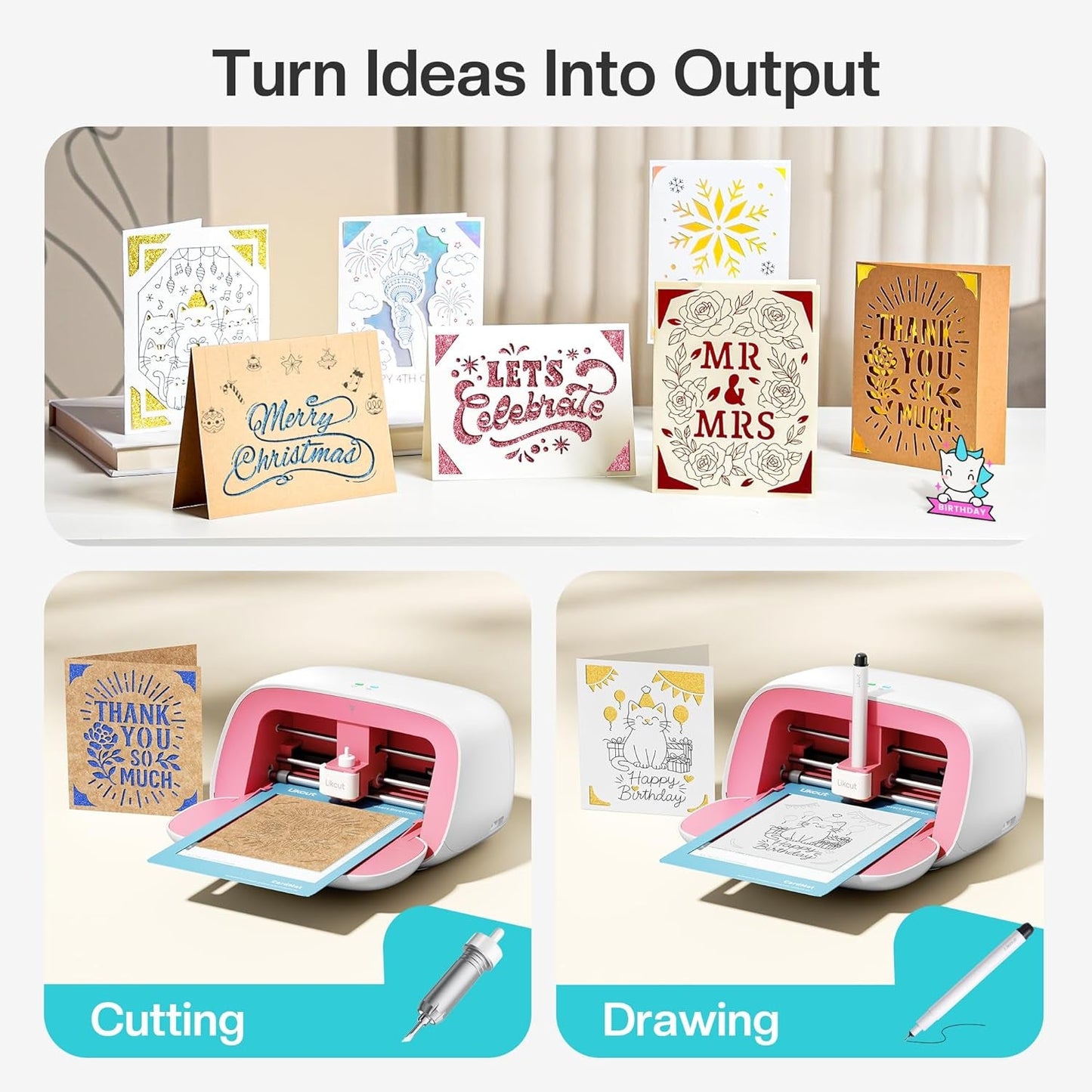 Insert Card Set for S501 Viny Cutter, 16 Pieces with Envelopes Insert Cards and Folding Cards, Create Event Cards for Parties, Weddings, Holidays, Scrapbooks & Keepsakes