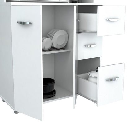 Laminate Kitchen Microwave Storage Cabinet 35"W, White