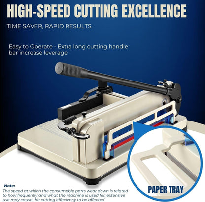 Flexzion Guillotine Paper Cutter 12" A4 Professional Industrial Heavy Duty Scrapbooking Metal Base Trimmer Machine 400 Sheet Capacity for Office Commercial Photocopy Printing Shop | Large Industrial Paper Cutter for A4 Stacks; Hardened Steel Blade for Office, School, and Commercial Paper Cutting
