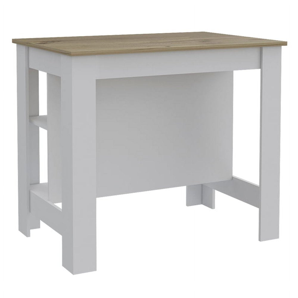 Cala Kitchen Island with White Base and Light Oak Top