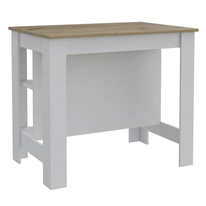 Cala Kitchen Island with White Base and Light Oak Top