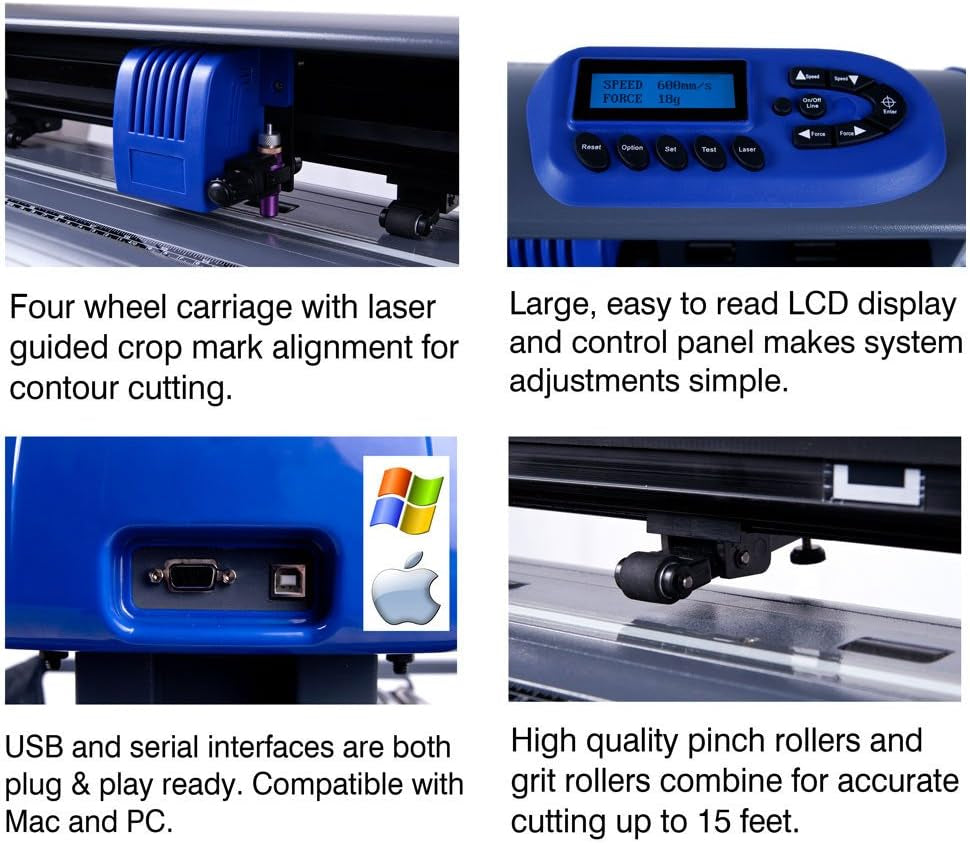 Uscutter Titan 28 Inch Vinyl Cutter with Stand, Basket and Vinylmaster Cut (Design and Cut) Software