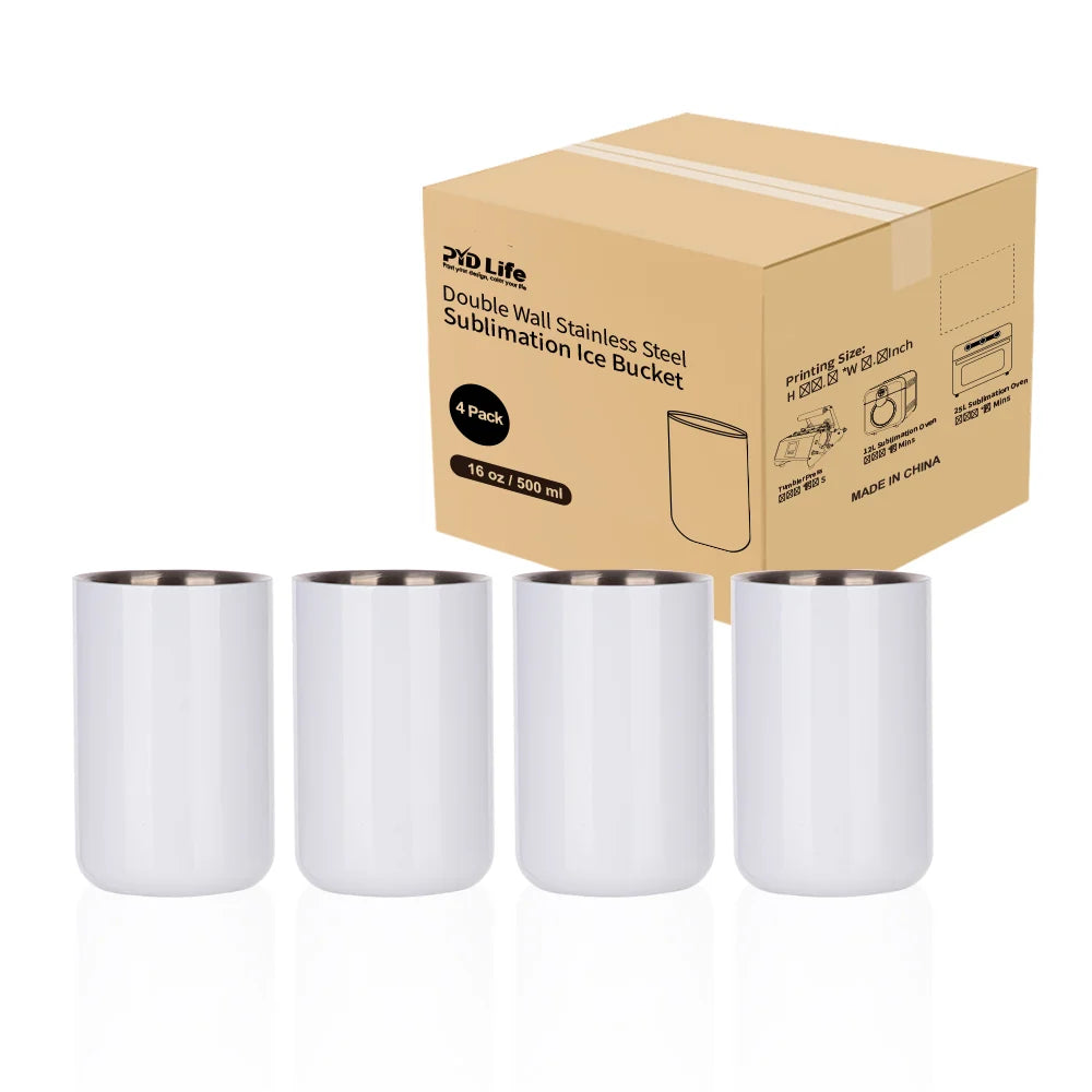Sublimation Ice Buckets Blanks Tumblers 17 OZ without Lids 4 Pack