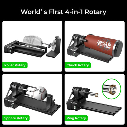RA2 Pro for  S1, F1, F1 Ultra, P2, M1 Ultra and Most Laser Engraver (Must with Riser), Y-Axis Rotary Roller for Engraving Cylindrical Objects, Wine Glass, Tumbler, Engraver Accessory