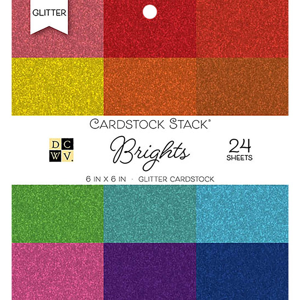 DCWV Single-Sided Cardstock Stack 6"X6" 24/Pkg Brights Glitter Solid