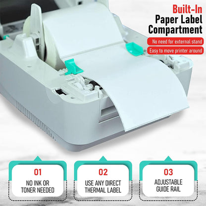2054A Shipping Label Printer for Windows Mac Chromebook Android, Supports Amazon Ebay Paypal Etsy Shopify Shipstation Stamps UPS USPS Fedex DHL, Roll & Fanfold 4X6 Direct Thermal Label