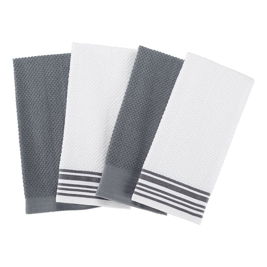 4-Pack 16”X26” Woven Kitchen Towel Set, Grey Flannel