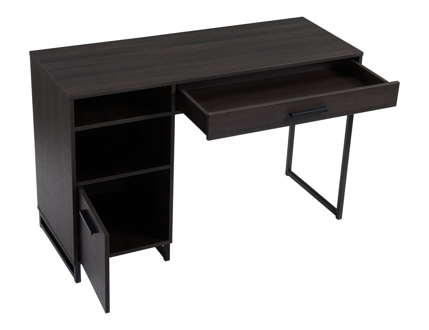 Wood & Metal Writing Desk with 1 Drawer &1 Door for Teens/Adult, 29.92 In, Espresso Finish