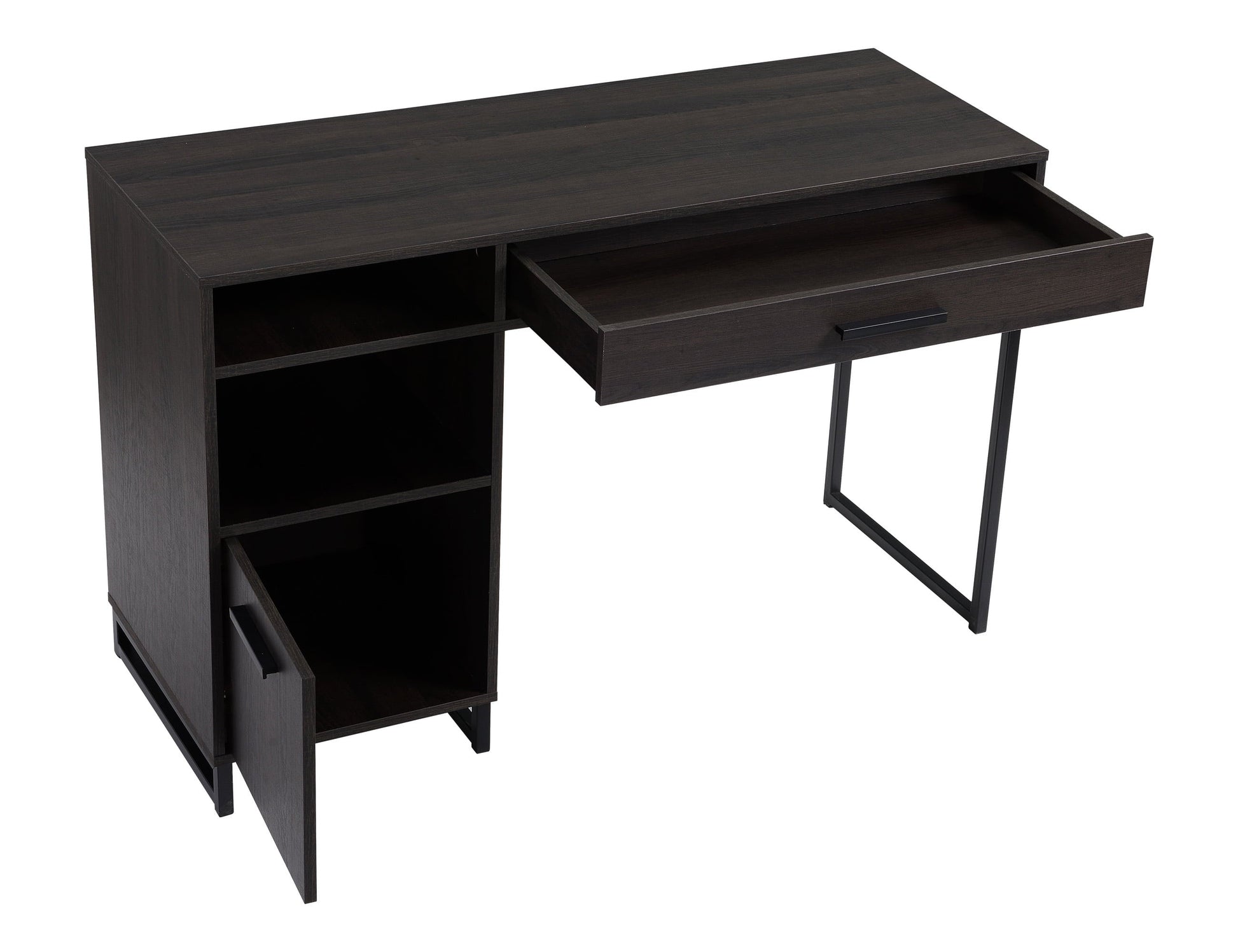 Wood & Metal Writing Desk with 1 Drawer &1 Door for Teens/Adult, 29.92 In, Espresso Finish