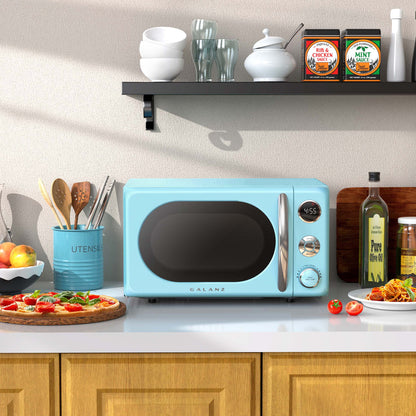 0.7 Cu Ft Retro Countertop Microwave Oven, 700 Watts, Blue, New