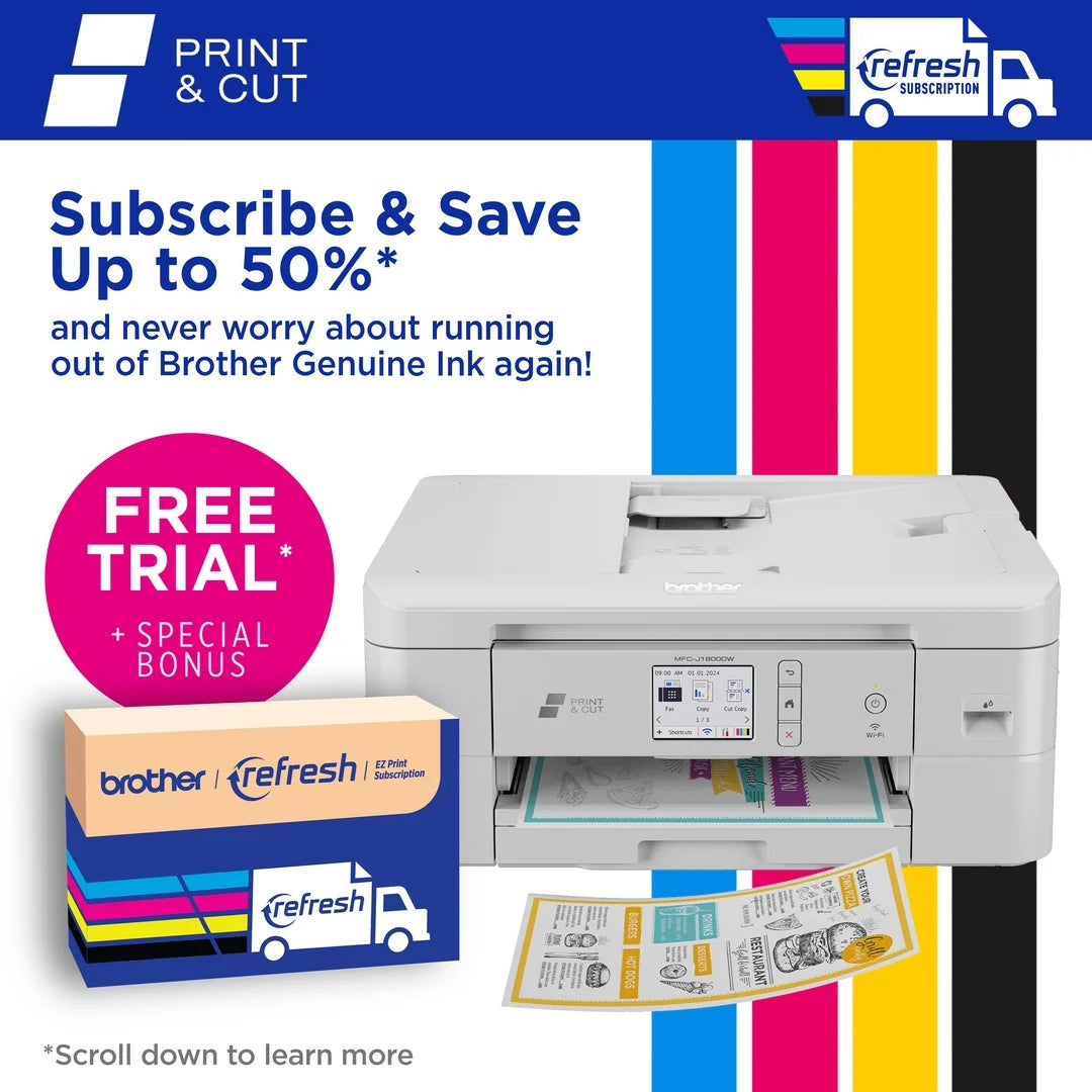 MFC-J1800DW Print & Cut Wireless All-In-One Inkjet Printer with Automatic Paper Cutter