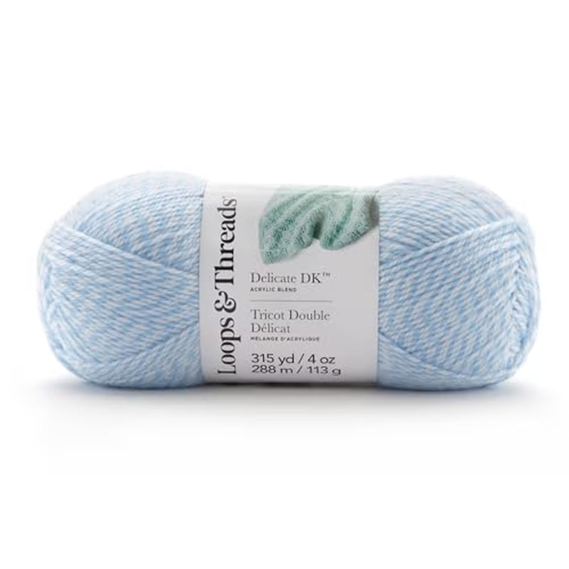 Delicate DK Yarn by Loops & Threads - Yarn for Knitting - Crochet - Weaving - and Arts & Crafts - Blue - Acrylic Yarn - 4 Oz