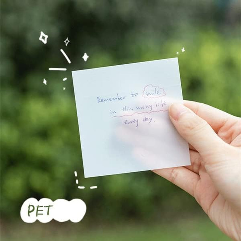 6Pack Transparent Sticky Notes, Clear, 3’’ X 3’’ Translucent, Waterproof See Through, 300 Sheets