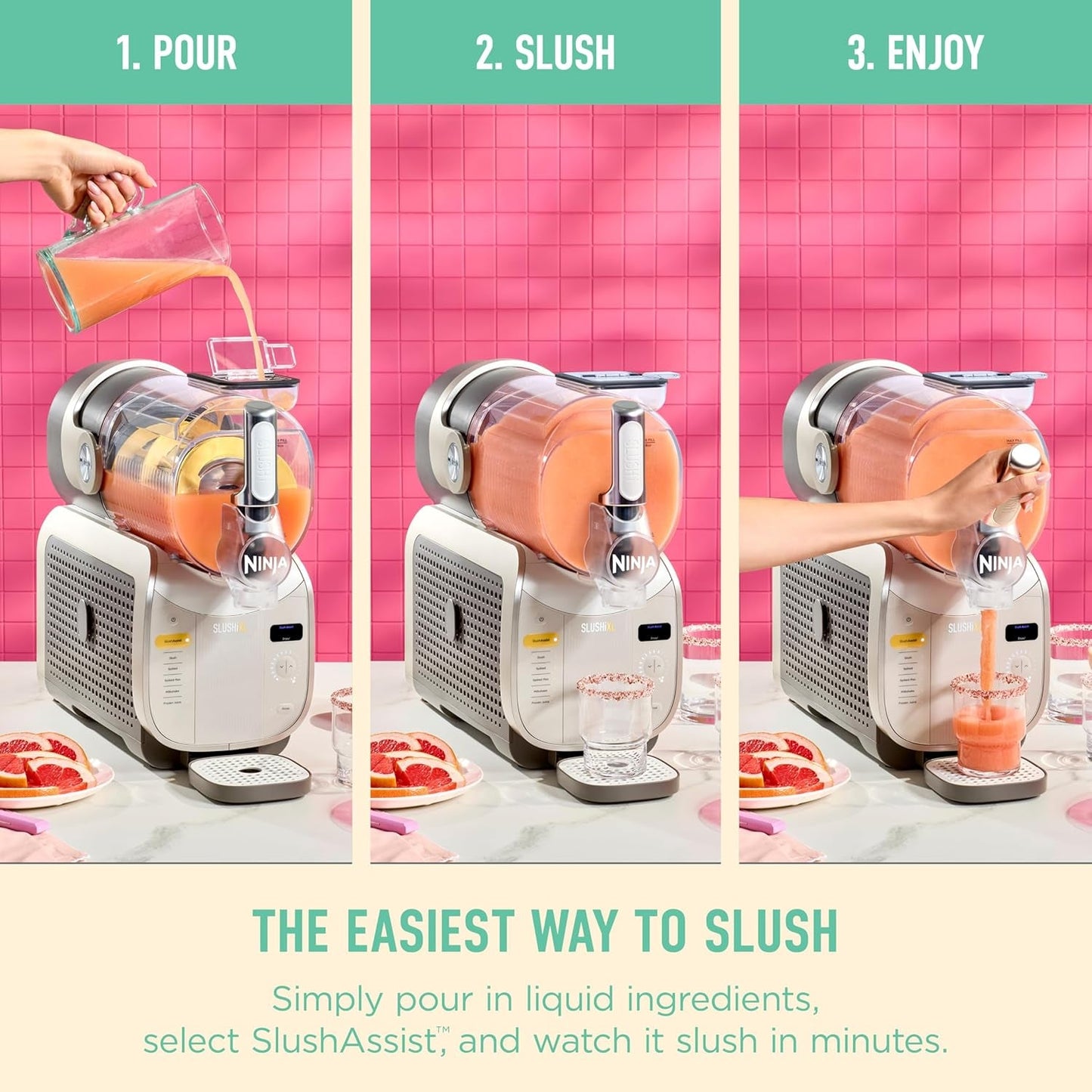 Ninja Slushi XL Smart Frozen Drink Maker & Slushi Machine | with Slushassist Technology |128 Oz. Capacity | Sodas, Margaritas, Frappes, Milkshakes & More | Crema | FS601BR