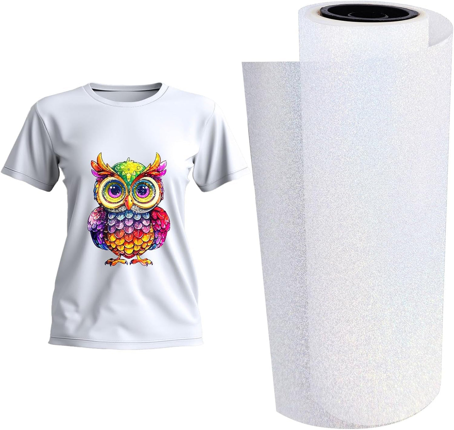 US Stock DTF Glitter Film 11.8In X 32.8Ft DTF Transfer Film DTF Glitter Film Roll, Cold Peel DTF Transfer Glitter Film Roll for DTF Sublimation Printing DIY