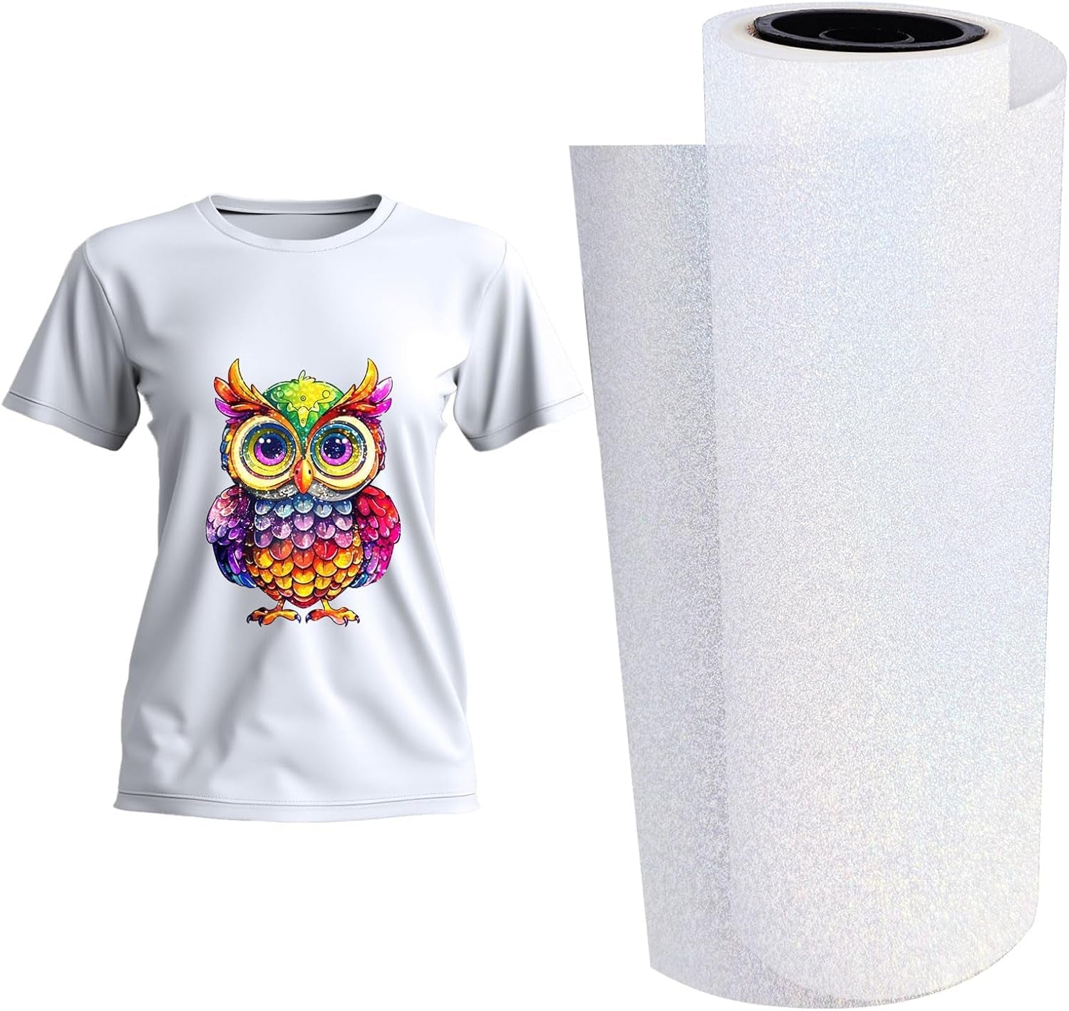 US Stock DTF Glitter Film 11.8In X 32.8Ft DTF Transfer Film DTF Glitter Film Roll, Cold Peel DTF Transfer Glitter Film Roll for DTF Sublimation Printing DIY